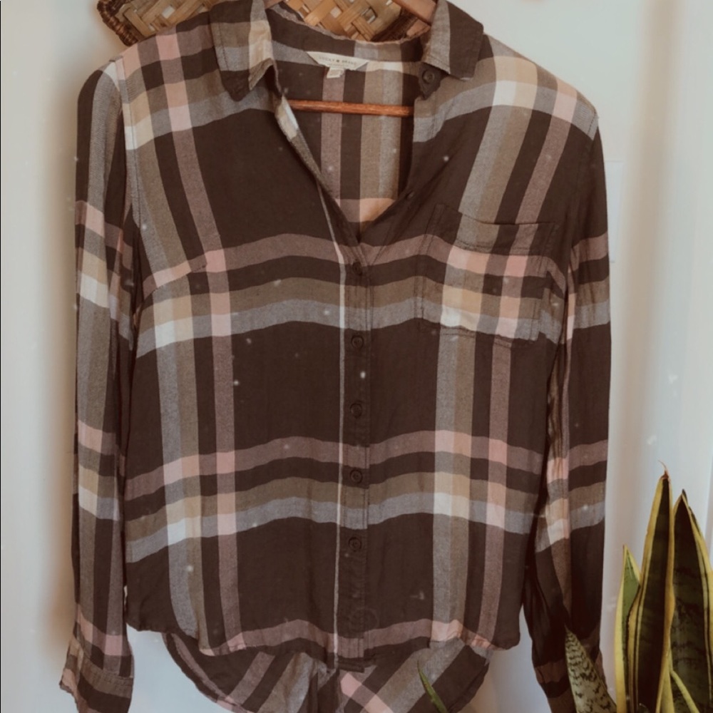 Lucky Brand Grey + Pink Flannel